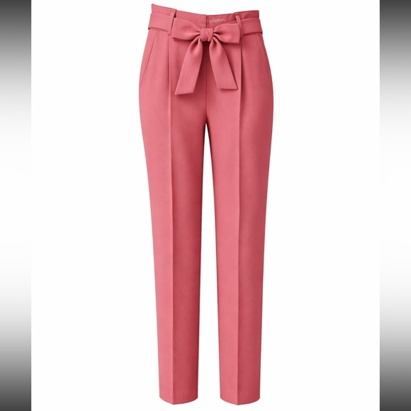 Express Pants - Express Women's High Waisted Paperbag Belted Ankle Pant in Rose Pink Sz 8